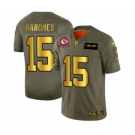 Men's Kansas City Chiefs #15 Patrick Mahomes Limited Olive Gold 2019 Salute to Service Football Jersey