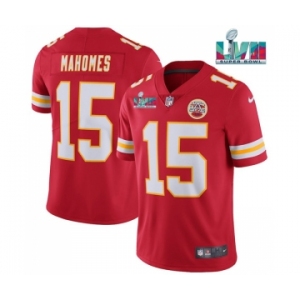 Men’s Kansas City Chiefs #15 Patrick Mahomes Red Super Bowl LVII Patch Vapor Untouchable Limited Stitched Jersey