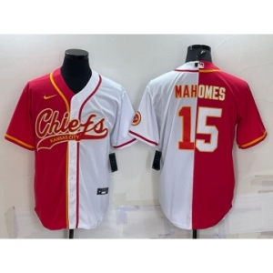 Men's Kansas City Chiefs #15 Patrick Mahomes Red White Two Tone With Patch Cool Base Stitched Baseball Jersey