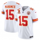 Men’s Kansas City Chiefs #15 Patrick Mahomes White 2024 F.U.S.E. With NKH Patch And 4-star C Patch Vapor Untouchable Limited Football Stitched Jersey