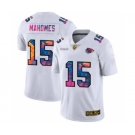 Men's Kansas City Chiefs #15 Patrick Mahomes White Multi-Color 2020 Football Crucial Catch Limited Football Jersey