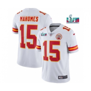 Men's Kansas City Chiefs #15 Patrick Mahomes White Super Bowl LVII Patch Vapor Untouchable Limited Stitched Jersey