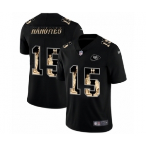 Men's Kansas City Chiefs #15 Patrick Mahomes statue of liberty black jersey