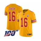 Men's Kansas City Chiefs #16 Len Dawson Limited Gold Inverted Legend 100th Season Football Jersey