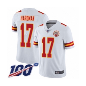 Men's Kansas City Chiefs #17 Mecole Hardman White Vapor Untouchable Limited Player 100th Season Football Jersey