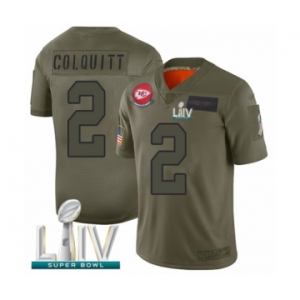 Men's Kansas City Chiefs #2 Dustin Colquitt Limited Olive 2019 Salute to Service Super Bowl LIV Bound Football Jersey