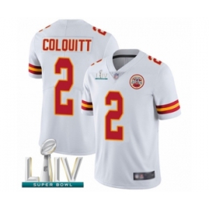 Men's Kansas City Chiefs #2 Dustin Colquitt White Vapor Untouchable Limited Player Super Bowl LIV Bound Football Jersey