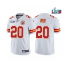 Men's Kansas City Chiefs #20 Justin Reid White Super Bowl LVII Patch Vapor Untouchable Limited Stitched Jersey