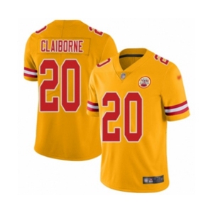 Men's Kansas City Chiefs #20 Morris Claiborne Limited Gold Inverted Legend Football Jersey
