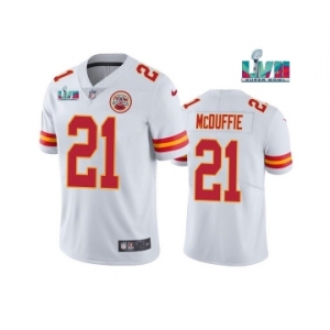 Men's Kansas City Chiefs #21 Trent McDuffie White Super Bowl LVII Patch Vapor Untouchable Limited Stitched Jersey