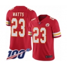 Men's Kansas City Chiefs #23 Armani Watts Red Team Color Vapor Untouchable Limited Player 100th Season Football Jersey