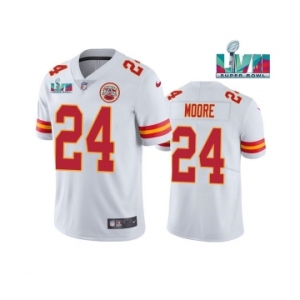 Men's Kansas City Chiefs #24 Skyy Moore White Super Bowl LVII Patch Vapor Untouchable Limited Stitched Jersey