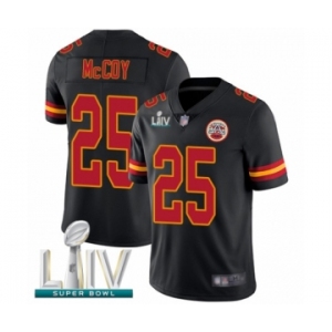 Men's Kansas City Chiefs #25 LeSean McCoy Limited Black Rush Vapor Untouchable Super Bowl LIV Bound Football Jersey