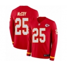 Men's Kansas City Chiefs #25 LeSean McCoy Limited Red Therma Long Sleeve Football Jersey