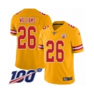 Men's Kansas City Chiefs #26 Damien Williams Limited Gold Inverted Legend 100th Season Football Jersey