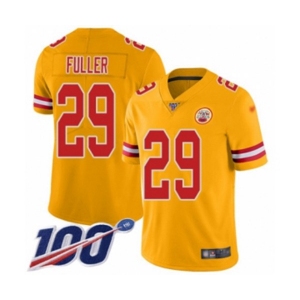 Men's Kansas City Chiefs #29 Kendall Fuller Limited Gold Inverted Legend 100th Season Football Jersey