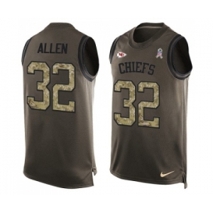 Men's Kansas City Chiefs #32 Marcus Allen Limited Green Salute to Service Tank Top Football Jersey