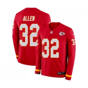 Men's Kansas City Chiefs #32 Marcus Allen Limited Red Therma Long Sleeve Football Jersey