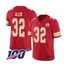 Men's Kansas City Chiefs #32 Marcus Allen Red Team Color Vapor Untouchable Limited Player 100th Season Football Jersey