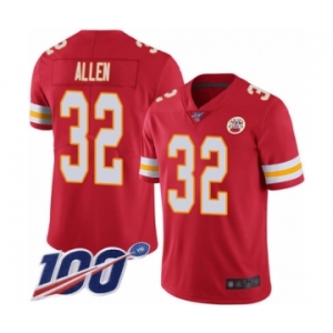 Men's Kansas City Chiefs #32 Marcus Allen Red Team Color Vapor Untouchable Limited Player 100th Season Football Jersey