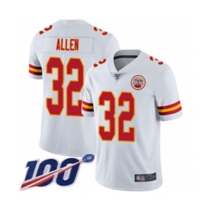 Men's Kansas City Chiefs #32 Marcus Allen White Vapor Untouchable Limited Player 100th Season Football Jersey