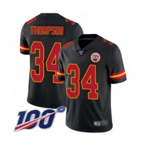 Men's Kansas City Chiefs #34 Darwin Thompson Limited Black Rush Vapor Untouchable 100th Season Football Jersey