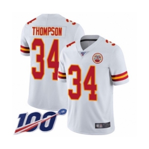 Men's Kansas City Chiefs #34 Darwin Thompson White Vapor Untouchable Limited Player 100th Season Football Jersey