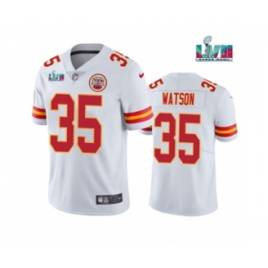 Men's Kansas City Chiefs #35 Jaylen Watson White Super Bowl LVII Patch Vapor Untouchable Limited Stitched Jersey