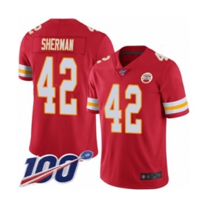 Men's Kansas City Chiefs #42 Anthony Sherman Red Team Color Vapor Untouchable Limited Player 100th Season Football Jersey