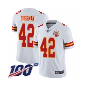 Men's Kansas City Chiefs #42 Anthony Sherman White Vapor Untouchable Limited Player 100th Season Football Jersey