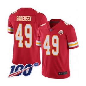 Men's Kansas City Chiefs #49 Daniel Sorensen Red Team Color Vapor Untouchable Limited Player 100th Season Football Jersey