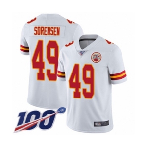 Men's Kansas City Chiefs #49 Daniel Sorensen White Vapor Untouchable Limited Player 100th Season Football Jersey