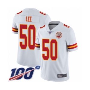 Men's Kansas City Chiefs #50 Darron Lee White Vapor Untouchable Limited Player 100th Season Football Jersey