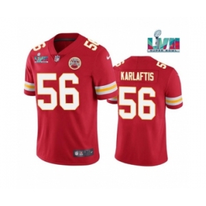 Men's Kansas City Chiefs #56 George Karlaftis Red Super Bowl LVII Patch Vapor Untouchable Limited Stitched Jersey