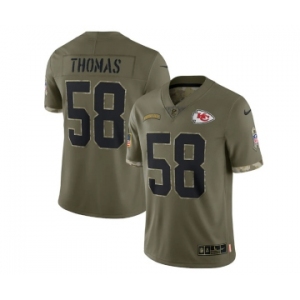 Men's Kansas City Chiefs #58 Derrick Thomas 2022 Olive Salute To Service Limited Stitched Jersey