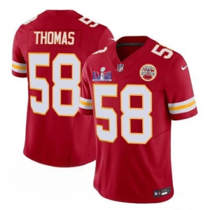 Men’s Kansas City Chiefs #58 Derrick Thomas Red 2024 F.U.S.E. Super Bowl LVIII Patch Vapor Untouchable Limited Football Stitched Jersey