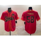 Men's Kansas City Chiefs #58 Derrick Thomas Red Gold Cool Base Stitched Baseball Jersey