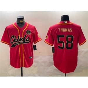Men's Kansas City Chiefs #58 Derrick Thomas Red Gold Cool Base Stitched Baseball Jersey