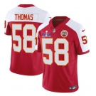 Men’s Kansas City Chiefs #58 Derrick Thomas Red White 2024 F.U.S.E. Super Bowl LVIII Patch Vapor Untouchable Limited Football Stitched Jersey