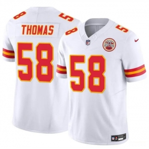 Men’s Kansas City Chiefs #58 Derrick Thomas White 2024 F.U.S.E Vapor Untouchable Limited Stitched Football Jersey