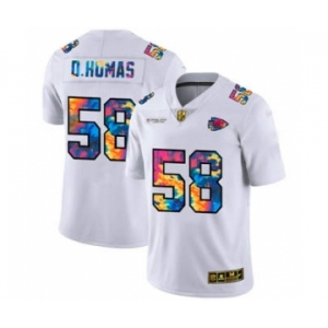 Men's Kansas City Chiefs #58 Derrick Thomas White Multi-Color 2020 Football Crucial Catch Limited Football Jersey