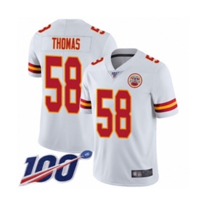 Men's Kansas City Chiefs #58 Derrick Thomas White Vapor Untouchable Limited Player 100th Season Football Jersey