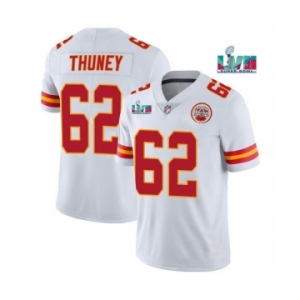 Men’s Kansas City Chiefs #62 Joe Thuney White Super Bowl LVII Patch Vapor Untouchable Limited Stitched Jersey