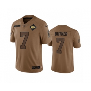 Men’s Kansas City Chiefs #7 Harrison Butker 2023 Brown Salute To Service Limited Football Stitched Jersey