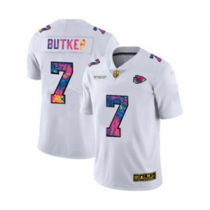 Men's Kansas City Chiefs #7 Harrison Butker White Multi-Color 2020 Football Crucial Catch Limited Football Jersey