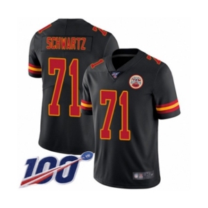 Men's Kansas City Chiefs #71 Mitchell Schwartz Limited Black Rush Vapor Untouchable 100th Season Football Jersey