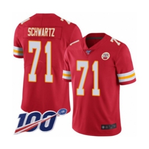 Men's Kansas City Chiefs #71 Mitchell Schwartz Red Team Color Vapor Untouchable Limited Player 100th Season Football Jersey