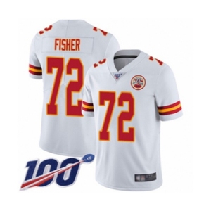 Men's Kansas City Chiefs #72 Eric Fisher White Vapor Untouchable Limited Player 100th Season Football Jersey