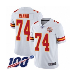 Men's Kansas City Chiefs #74 Martinas Rankin White Vapor Untouchable Limited Player 100th Season Football Jersey