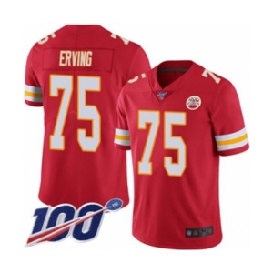 Men's Kansas City Chiefs #75 Cameron Erving Red Team Color Vapor Untouchable Limited Player 100th Season Football Jersey